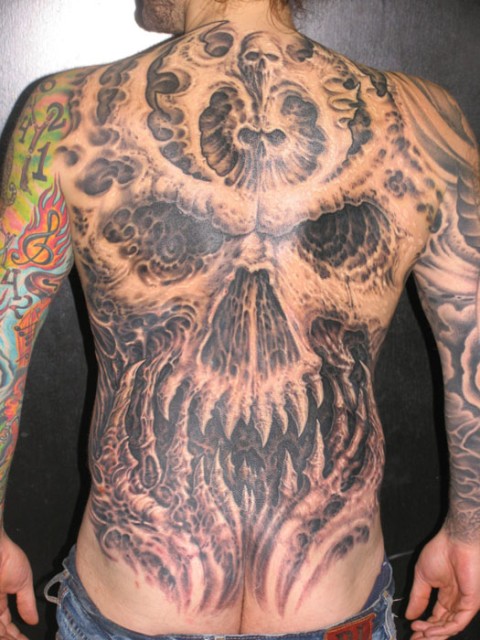 Tattoos The Greatest from Around the World full back tattoo skull