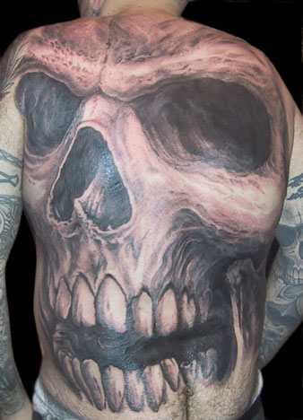 Guy Aitchison tattoojack rudy tattoo huge skull tattoo on full back